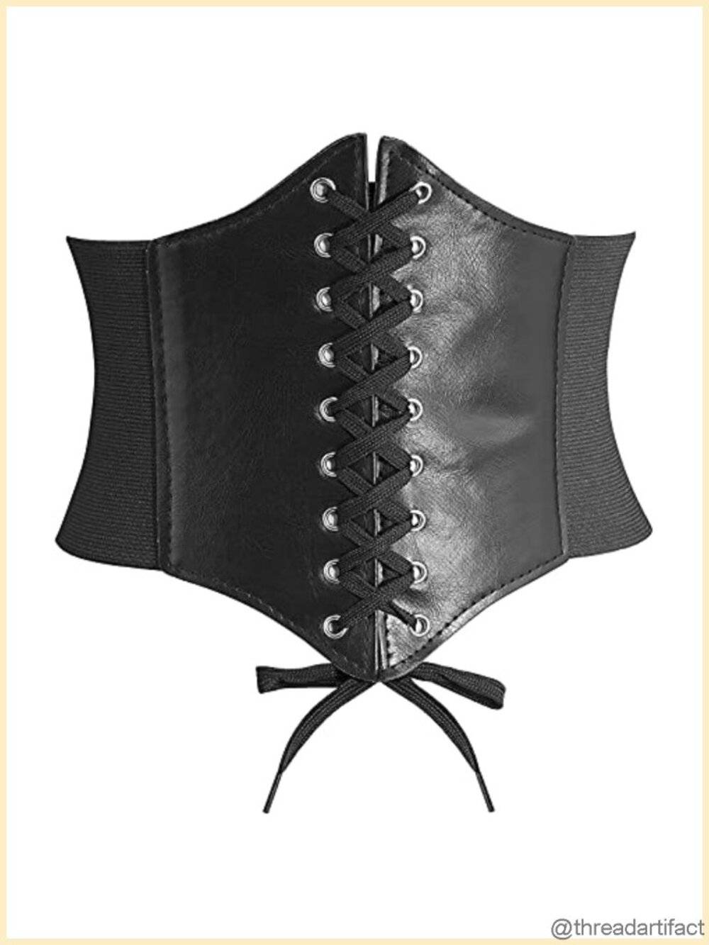 PU Leather Corset Belt Wide Elastic Lace-Up Waspie Waist Belt for Dresses